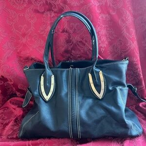 Elegant Black Leather Tote Bag